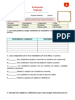 Evaluación Lenguaje Sustativos y Adjetivos