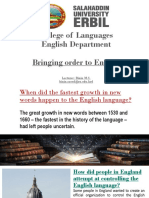 History of English Language-Bringing Order To English PDF