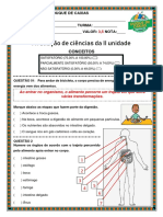 Avaliação de Ciencias Ii Unidade