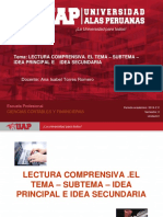 Tema: Lectura Comprensiva. El Tema - Subtema - Idea Principal E Idea Secundaria