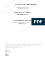 ESCUELA SECUNDARIA No 31 PLAN ANUAL MATEMATICAS II 2022-2023