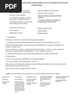 REFLEXIONAMOS Y ARGUMENTAMOS SOBRE LAS FESTIVIDADES DE NUESTRA COMUNIDADdpcc Mañana ........