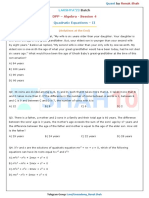 DPP - Algebra - Session 4 - Quadratic Equations - II - LAKSHYA'22