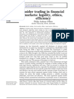 Insider Trading in Financial Markets Legality, Ethics, Efficiency