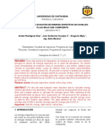 Inf 3 Aplicación de La Ecuación de Energía Específica en Canales Flujo Bajo Una Compuerta