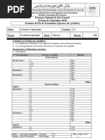 Examen National de Fin D'année Session de Septembre 2020 Examen de Fin de Formation (Epreuve de Synthèse)