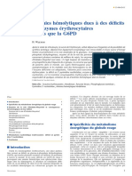 Anémies Hémolytiques Dues A Des Déficits en Enzymes Erythrocytaires Autres Que La G6PD