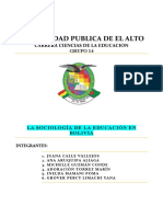 Grupo 14 - La Sociologia de La Educacion en Bolivia