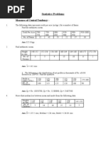 Statistics Problems: Measures of Central Tendency