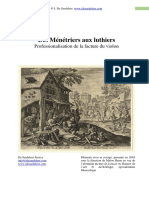 Ménétriers Et Luthiers Au XVIe S. - de Saedeleer