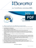 Mode D'emploi Pour L'humidificateur Automatique SIRIO: 1 - Mises en Garde Pour Une Utilisation en Toute Se Curite