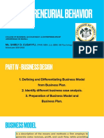 Part IV Business Design Entrepreneurial Behaviour