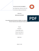 Factors Influencing Job Productivity of Skilled and Unskilled Workers: Perception Between Contractors and Construction Workers in Batangas