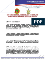 Breve Histórico Do Supremo Conselho Do Brasil Do Grau 33 para o Rito Escoces Antigo e Aceito