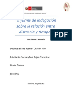 Informe de Indagacion Sobre La Relacion Entre Distancia y Tiempo