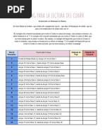 Planing para La Lectura Del Corán