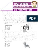 Ejercicios de Plan de Redaccion para Cuarto de Primaria