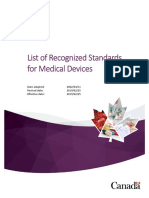 List Recognized Standards Medical Devices Guidance Canada