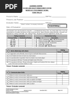 TAAL 01 Workplace Performance Rating Form