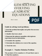 Problem Solving Involving Quadratic Equations