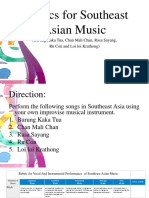 Rubrics For Southeast Asian Music: (Burung Kaka Tua, Chan Mali Chan, Rasa Sayang, Ru Con and Loi Loi Krathong)