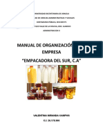 Manual de Organización de La Empresa Empacadora Del Sur, C.A