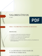 VALORES ÉTICOS 4º, Tema 1