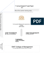 Summer Training Research Project Report On: GNIT College of Management