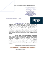 Modelo de Contestación A La Demanda en Juicio Sumario Civil Especial Hipotecario