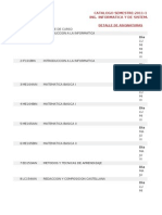 Catalogo Semestre:2011-1 Ing. Informatica Y de Sistemas