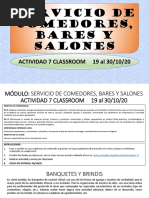 3o MEDIO ACTIVIDAD 7 CLASSROOM Servicio de Comedores Bares y Salones