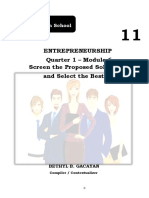 ENTREPRENEURSHIP SHS Quarter 1 Module 6