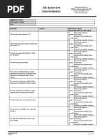 Newmont Gold Corp Job Interview Questionnaire