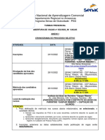 Abertura de Vagas 352 - 2022 - Senac Parintins - MPR - 90 Vagas - Turmas Presenciais