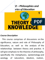 Educ 602 PHILOSOPHIES AND THEORIES OF EDUCATION