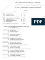 Mathematical Expressions and Mathematical Sentences