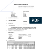 Memoria Descriptiva Prescripción Adquisitiva de Dominio Mezarina