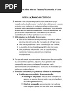 RESOLUÇÃO DOS ECECÍCIOS Economia de Empresa