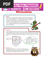 Ejercicios de Sudoku para Quinto de Primaria