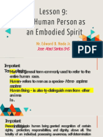 Lesson 9 - The Human Person As An Embodied Spirit - Hand Outs