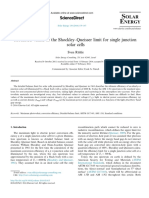 (16solar Energy) Tabulated Values of The Shockley-Queisser Limit For Single Junction Solar Cells