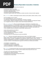 Exercícios Sobre Sistema Reprodutor Masculino e Feminino