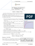 Devoir Surveillé N°1 Semestre 1 2ème Bac SP Biof Prof Jaouad