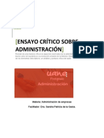 Ensayo Crítico Sobre Administración