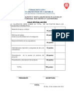 Unidad Educativa Nuevo Amanecer de Fe Y Alegria B: Hoja de Evaluación