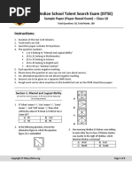 ISTSE Sample Question Paper For Class 10