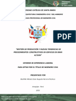 Ucsm-Informe de Experiencia Laboral, Gestión de Producción y Nuevas Tendencias de Procedimientos Constructivos en Edificios de Gran Altura - Ic