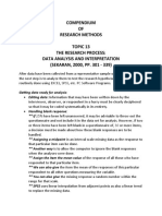 Compendium OF Research Methods Topic 13 The Research Process: Data Analysis and Interpretation (SEKARAN, 2000, PP. 301 - 339)