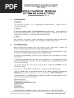 Especificaciones Tecnicas Sistema de Agua Potable: Buenos Aires Zona 5A - 5B - 5C I.-Generalidades Definicion