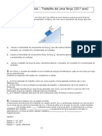 Ficha de Exercícios - Trabalho de Uma Força (10.º Ano)